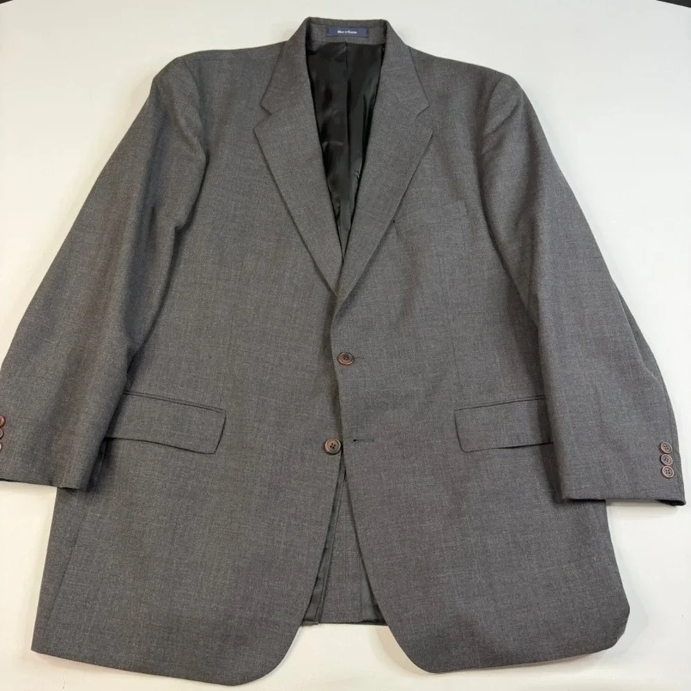 Vtg Polo University Club Ralph Lauren Suit Mens 48L Gray Wool 2-Button Pleated